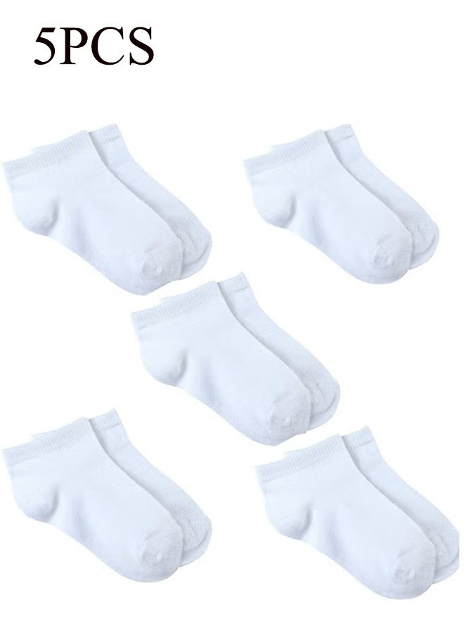 YJ 5 Pack Kids' Half Cushion Low Cut Athletic Ankle Socks Boys Girls Ankle Socks - Image 1